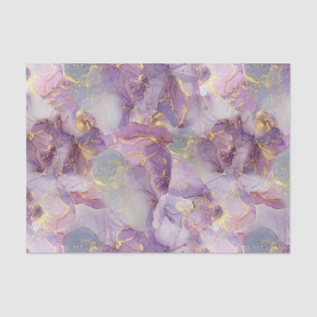 Papier Mousseline Motif en marbre Pastel Lilac, Parties scintillant  (Recto)