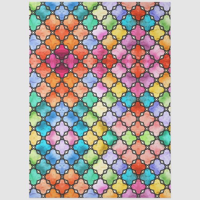 Papier Mousseline Motif en mosaïque arc-en-ciel (Recto)