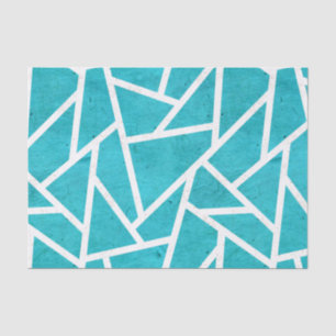 Papier Mousseline Motif en mosaïque bleu-vert et blanc