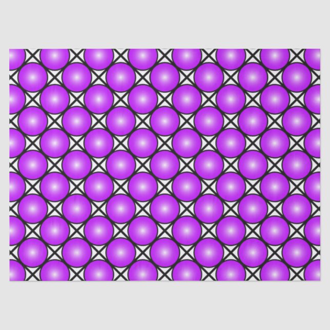 Papier Mousseline Motif en treillis noir blanc Magenta points roses (Recto)