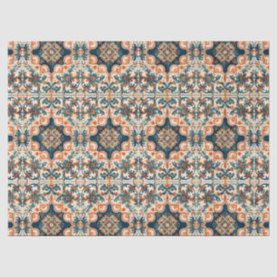 Papier Mousseline Motif en tuile espagnole Terracotta Talavera Décou