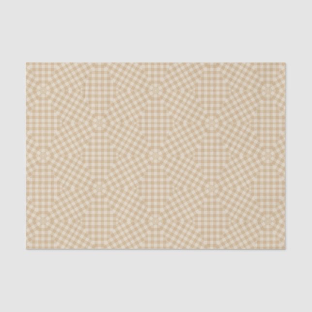 Papier Mousseline Motif En vichy moderne - Papier Tissu Beige (Recto)