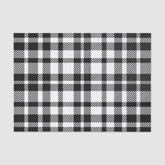 Papier Mousseline Motif En vichy noir et blanc (Recto)