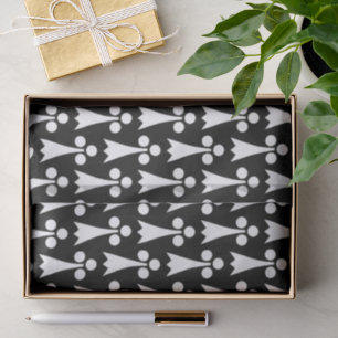 Papier Mousseline Motif Ermine, Motif médiéval, Blanc sur Noir