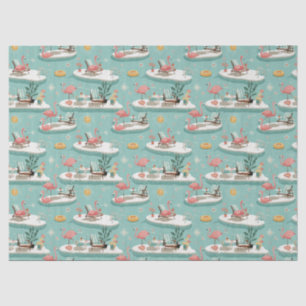 Papier Mousseline Motif Été Rétro Flamingo Piscine (6)