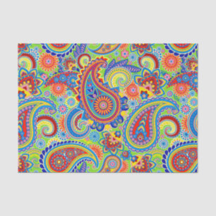 Papier Mousseline Motif ethnique coloré Paisley