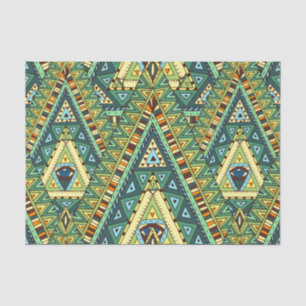 Papier Mousseline Motif ethnique de boho jaune vert