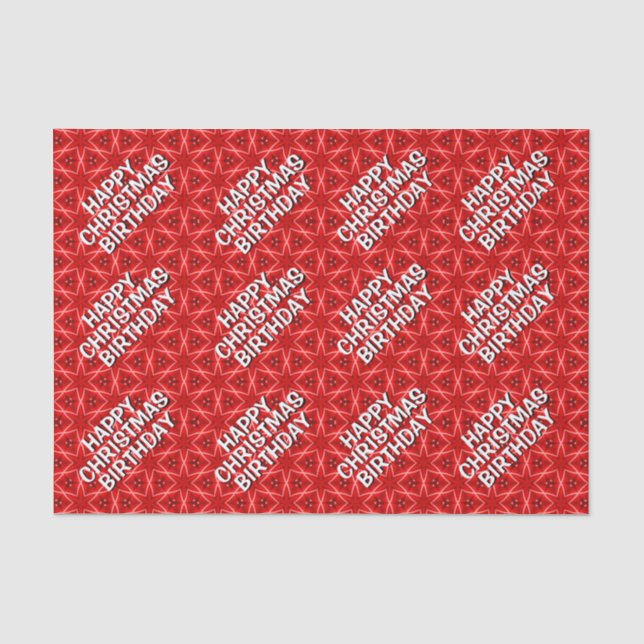 Papier Mousseline Motif étoile rouge / Joyeux Noël (Recto)