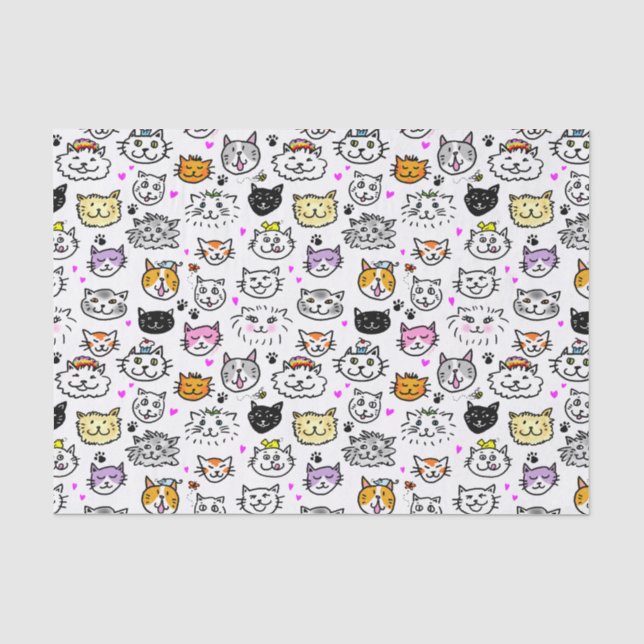Papier Mousseline Motif face chats Whimsical (Recto)