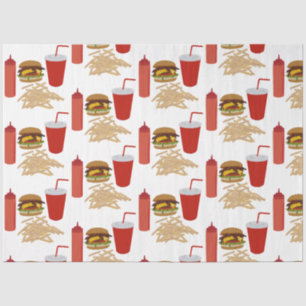 Papier Mousseline Motif Fast Food Burger Fries
