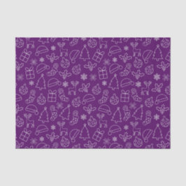 Papier Mousseline Motif festif de Noël hivernal violet et blanc