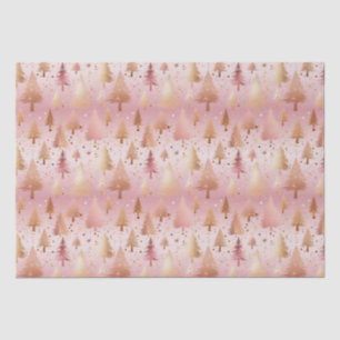 Papier Mousseline Motif festif des arbres d'or rose mignonne