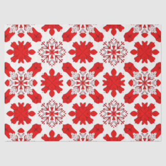 Papier Mousseline Motif festif des flocons rouges et blancs