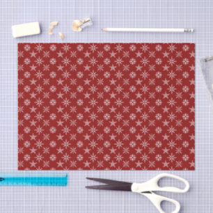 Papier Mousseline Motif Festive Red Christmas Snowflake