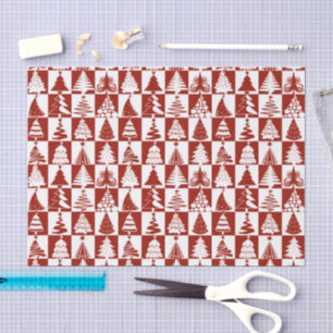 Papier Mousseline Motif Festive Red Christmas Tree