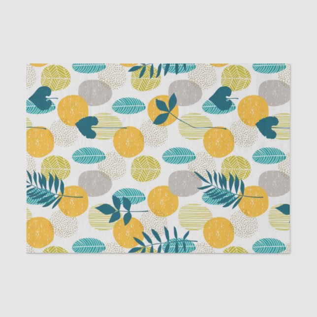 Papier Mousseline Motif feuille coloré (Recto)
