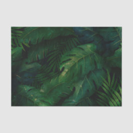 Papier Mousseline Motif Feuille de Dark Green Tropical