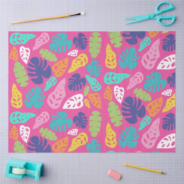 Papier Mousseline Motif Feuille d'été de couleur vive (Artisanat)