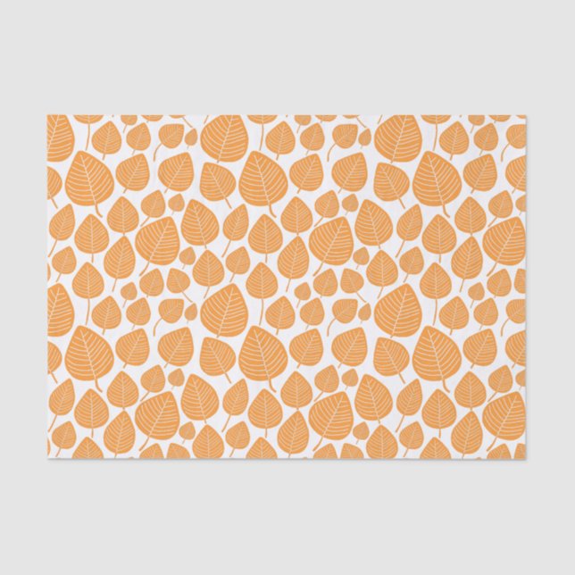 Papier Mousseline Motif feuille - Orange clair (Recto)