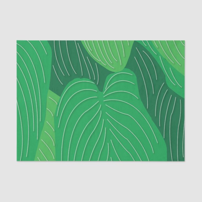 Papier Mousseline Motif Feuille vert (Recto)