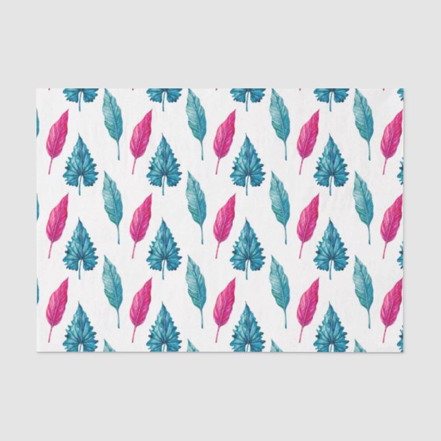 Papier Mousseline Motif Feuille Verte 21 (Recto)