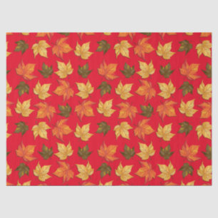 Papier Mousseline Motif Feuilles de couleur rouge et automne