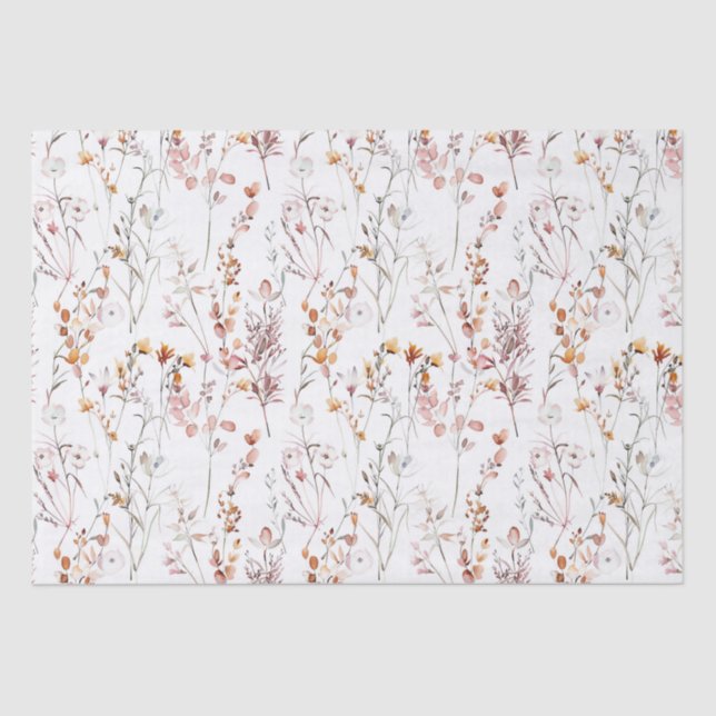 Papier Mousseline Motif Fleur sauvage rustique (Recto)