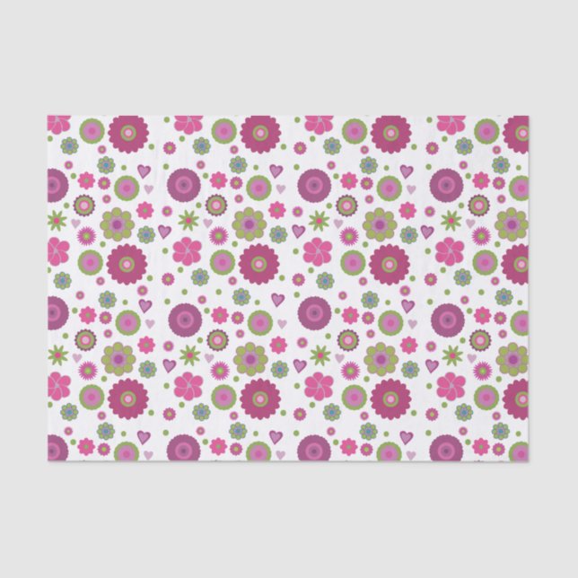 Papier Mousseline Motif Fleur Snazzy en blanc (Recto)