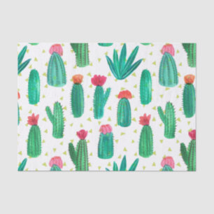 Papier Mousseline Motif fleurissant de cactus d'aquarelle mignonne