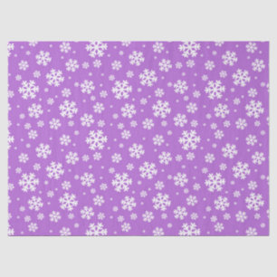 Papier Mousseline Motif flocons de neige hivernaux violets et blancs
