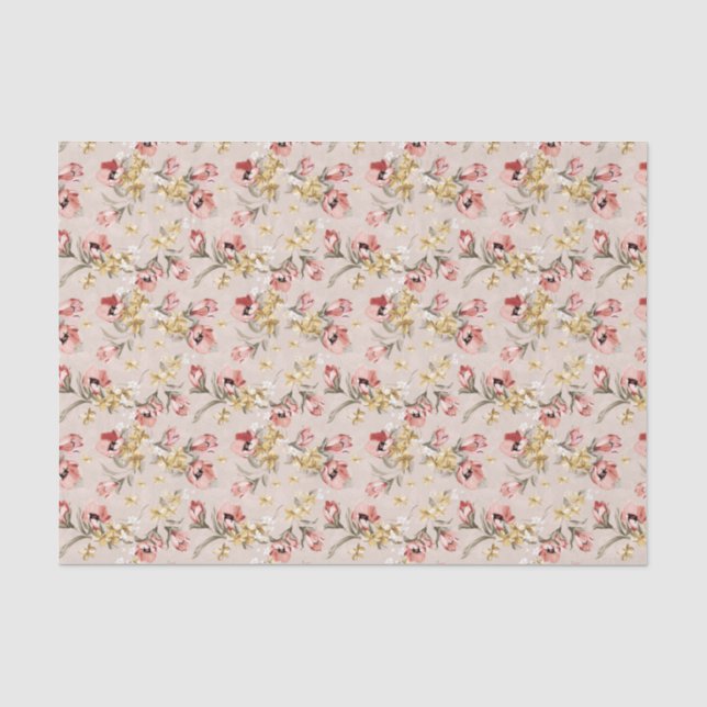 Papier Mousseline Motif floral 3 d'élégance abstraite (Recto)