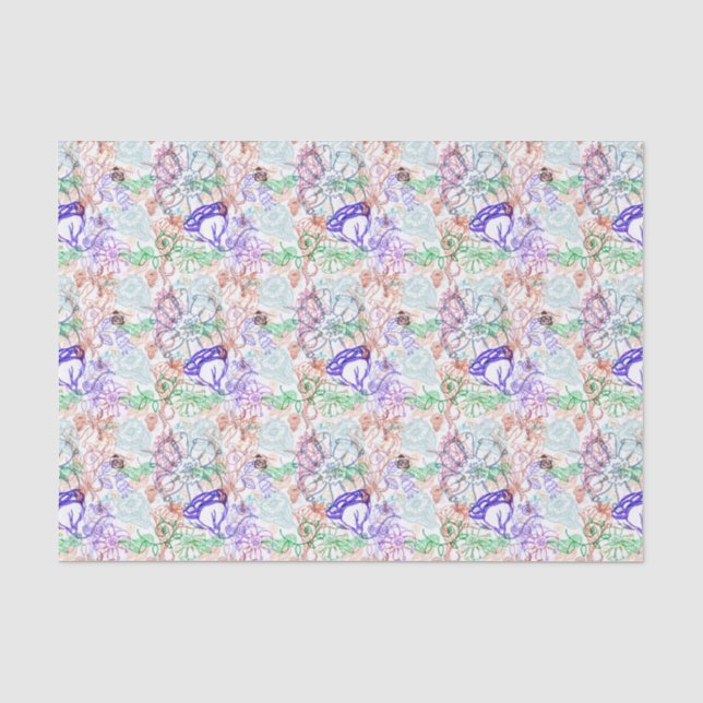 Papier Mousseline Motif floral 8 (Recto)