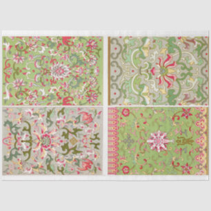 Papier Mousseline Motif Floral à quatre panneaux