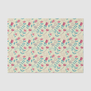 Papier Mousseline Motif floral avec des chats de bande dessinée