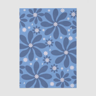 Papier Mousseline Motif Floral Bleu - Élégant linge d'accès