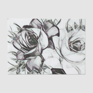 Papier Mousseline Motif floral chic de rose blanc de noir de mariage