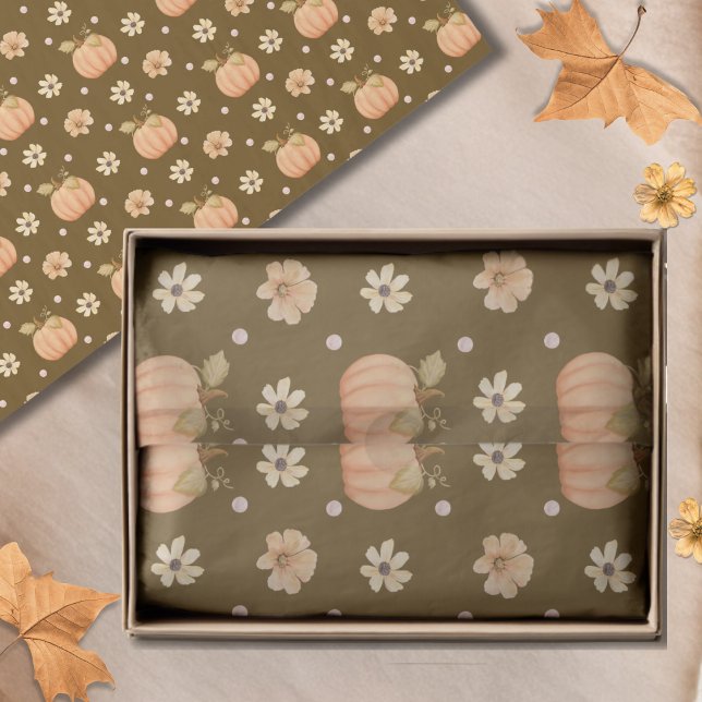 Papier Mousseline Motif floral Citrouille orange moderne (Créateur téléchargé)