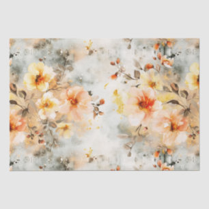 Papier Mousseline Motif floral clair et crème