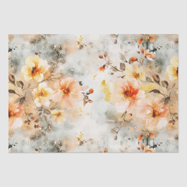 Papier Mousseline Motif floral clair et crème (Recto)