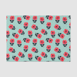 Papier Mousseline Motif floral d'Aqua rouge féminin mignon