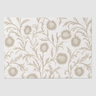 Papier Mousseline Motif floral de chardon neutre