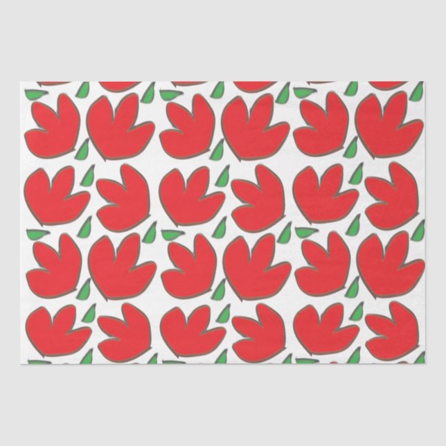 Papier Mousseline Motif floral de fleurs rouges (Recto)