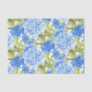 Papier Mousseline Motif floral de roses bleus