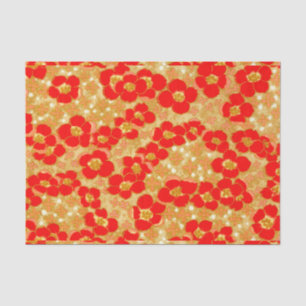 Papier Mousseline Motif floral d'or d'origami vintage rouge de fleur