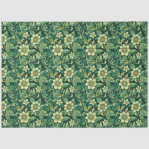 Papier Mousseline Motif floral Émeraude Vins verts Découpage