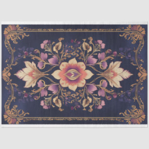 Papier Mousseline Motif floral folklorique indien foncé Demask