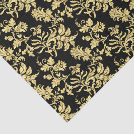 Papier Mousseline Motif floral gothique noir et or élégant