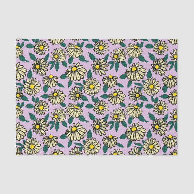 Papier Mousseline Motif floral jaune (Recto)