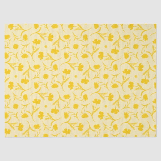 Papier Mousseline Motif Floral moderne clair Élégant Jaune doux (Recto)