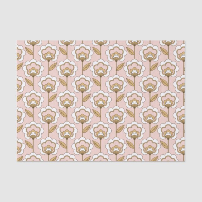 Papier Mousseline Motif floral moderne de la moitié du siècle (Recto)